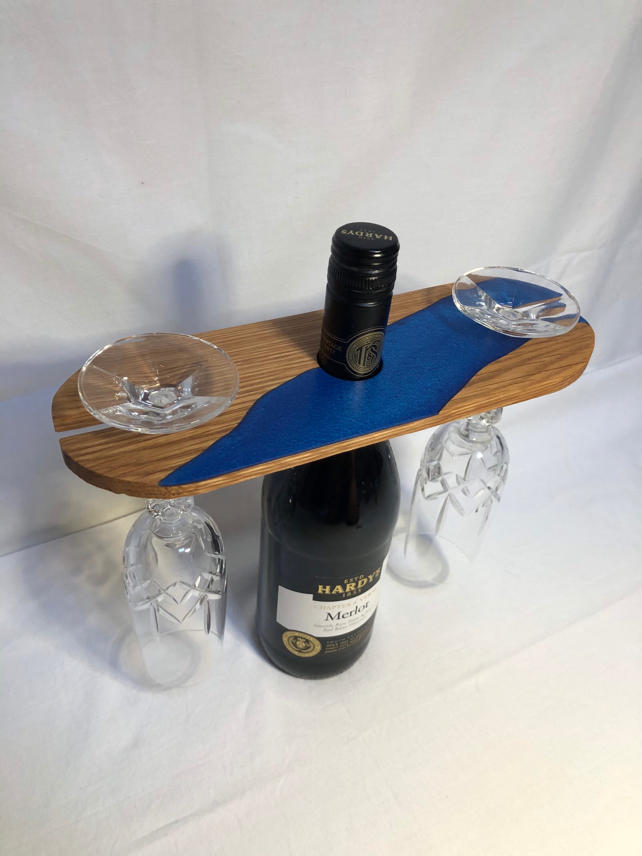 Wine and Glass Holder Oak and Epoxy Resin Etsy UK