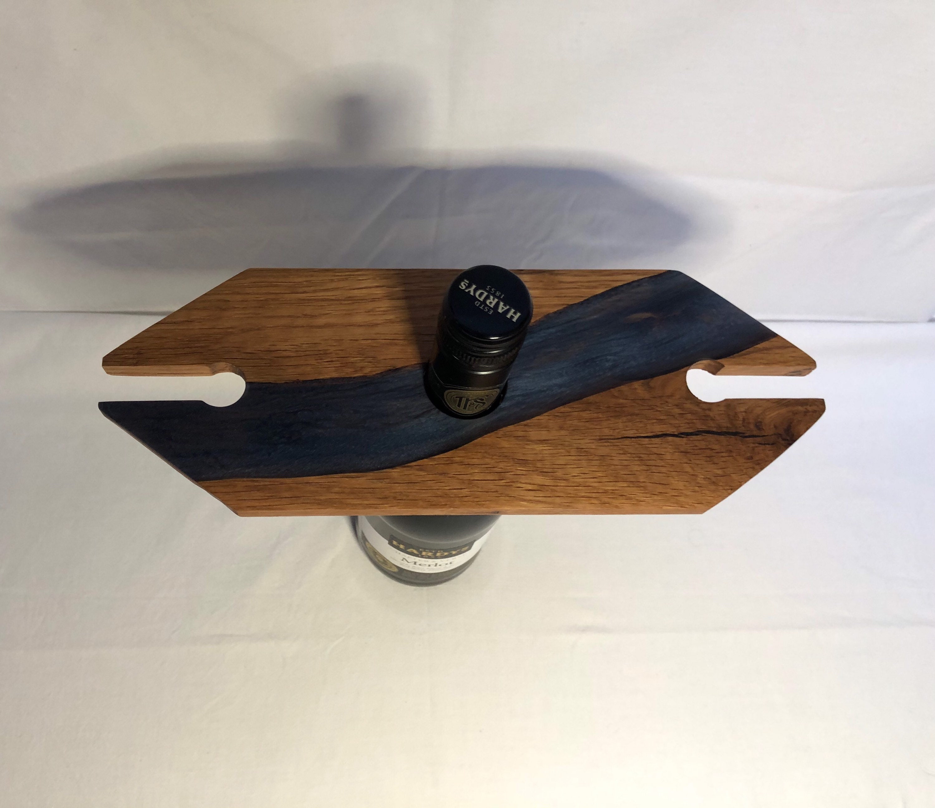 Wine and glass holder oak & epoxy resin Etsy