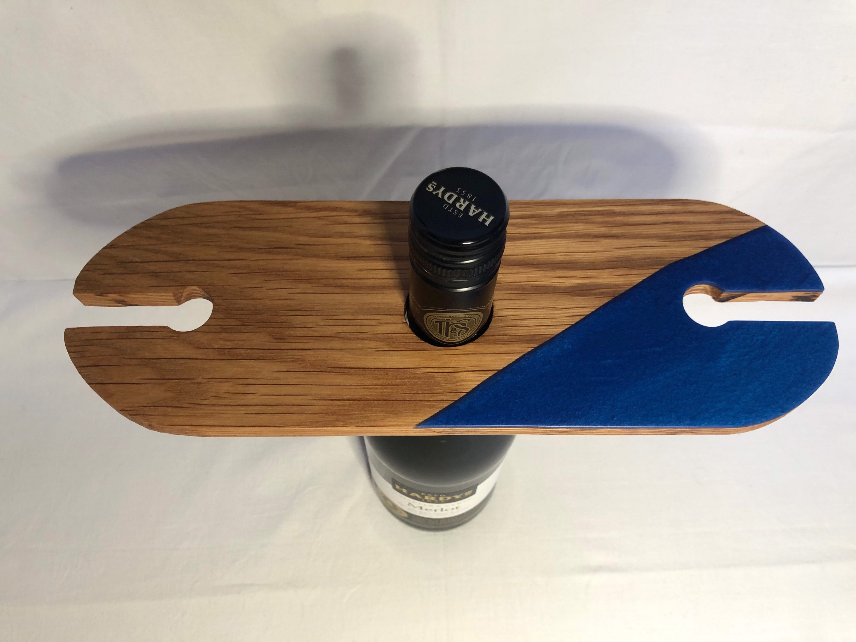 Wine and glass holder oak & epoxy resin Etsy