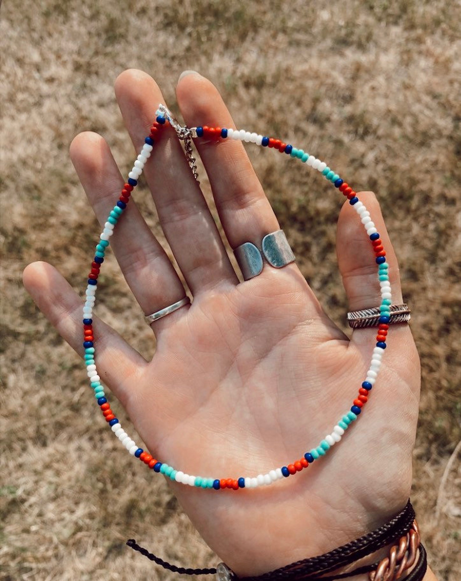 Western Seed Bead Choker Turquoise Choker Etsy