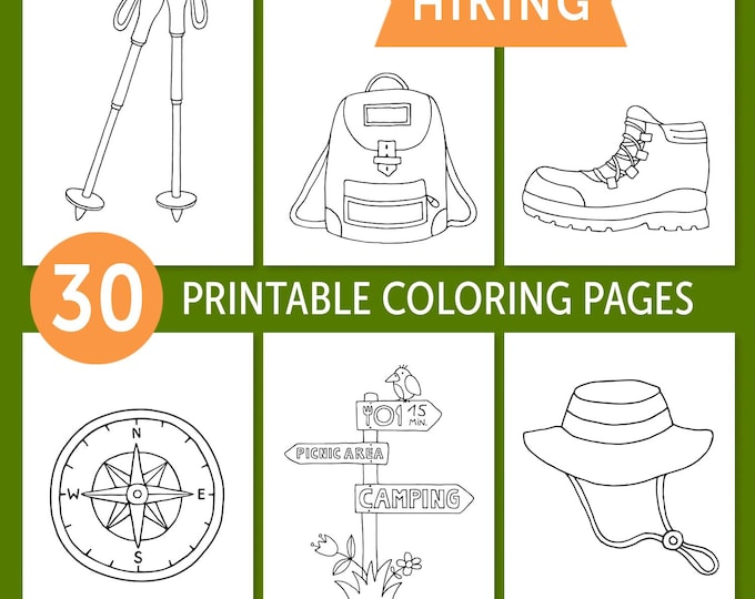 30 Printable Coloring Pages | Hiking | Instant Download PDF and JPG ...
