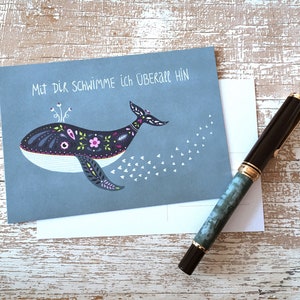 Postkarte, Wal, Liebe, romantisch