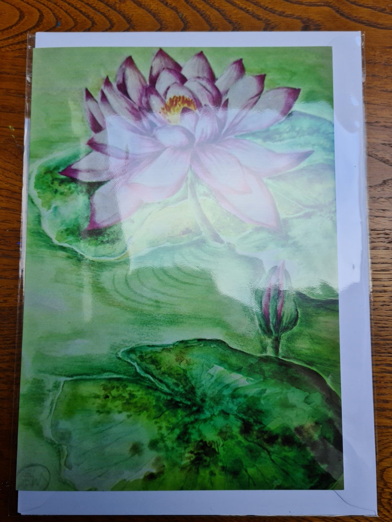 Lavender Lotus Flower Birthday Blank Card