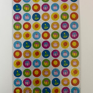 Vintage 1999 Sandylion sticker maxis sheet - sparkle birthday theme