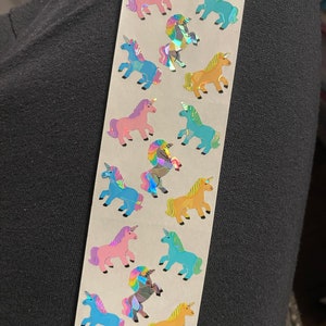 Pegatinas vintage de sandylion: unicornios de mylar holográficos