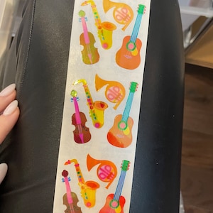Vintage pearly sandylion stickers  - musical instruments