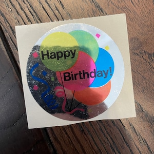 Vintage sandylion stickers - mylar happy birthday
