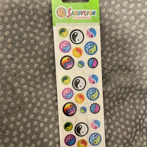 Vintage sandylion sticker strip - sealed - rainbow yin yangs