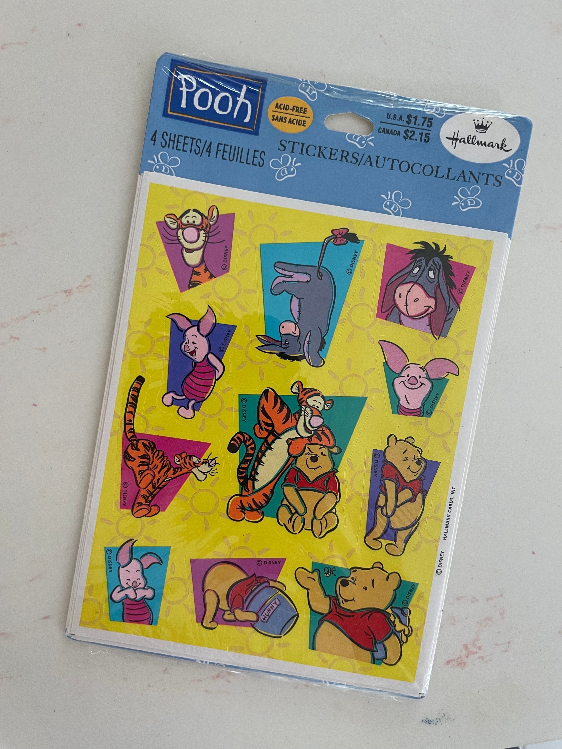 Vintage Winnie the poo sticker sheet - hallmark (one sheet)