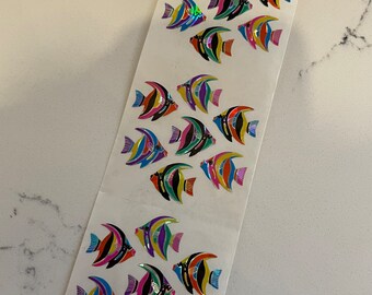 Vintage sandylion stickers - mylar rainbow fish