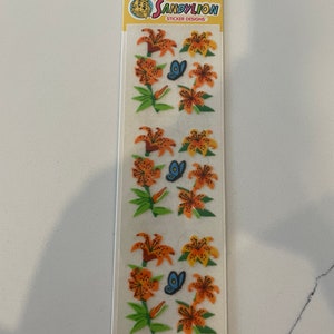 BNIP 90s vintage fuzzy tiger lilly stickers - sandylion