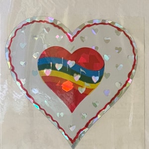Vintage Sandlöwe Aufkleber Jumbo Mod - Regenbogen Herz Prisma