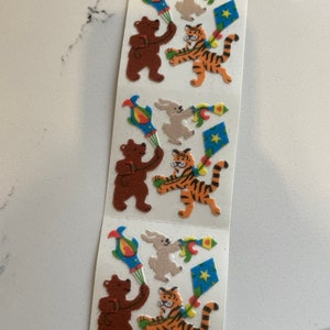 Vintage sandylion Stickers - fuzzy kite animals - rare