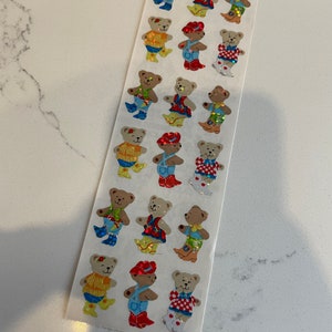 Vintage sandylion stickers - western cowboy/cowgirl bears - prism