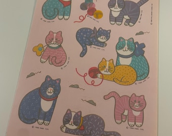 Vintage 1986 cat/kittiens stickers - hallmark sticker sheet