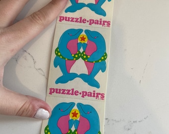 Vintage puzzle pairs stickers - dolphins 1983 illuminations