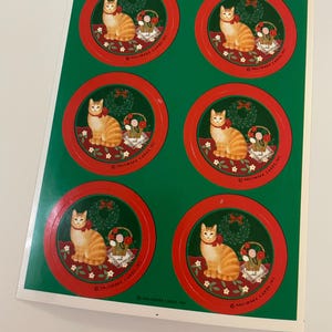 Pegatinas navideñas vintage de gatos - Hoja de pegatinas de Hallmark