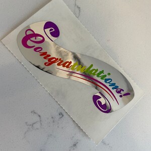 Vintage sandylion sticker mod - rainbow mylar congratulations
