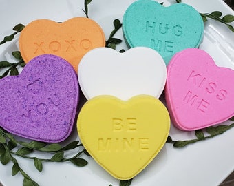 Conversation Heart,Valentines bath bombs,Bath Bomb,Heart Bath Bomb,Valentine Gift,Bath Bomb Gift,love,heart, heart with saying,kid Valentine