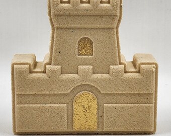 Sandcastle Bath Bomb Scented in Coconut Lime Verbana with Blue Embeds Inside
