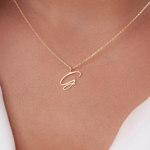 Halsband med bokstav i 14k guld, Personligt bokstavshalsband, Initialhalsband, Initialhalsband, Halsband med bokstav i 14k guld, Mors dag-presenter