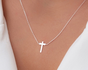 Tiny Cross Necklace, Gold Cross Necklace, Religious Necklace Jewelry, Dainty Cross Necklace, Christmas Gift, Tiny Gold Cross Necklace