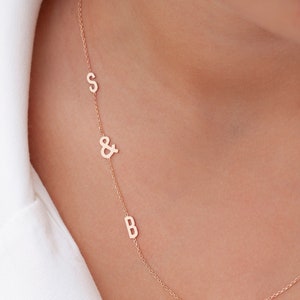 Sideways Initial Necklace, Dainty Necklace, Personalized Gift, Christmas Gift, Gift for Her, Tiny Letter Necklace, Sideway Initial Pendant