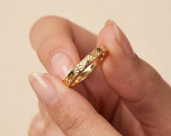 Custom Sunshine Ring , Sun Rising Ring , Sterling Silver 925 Sunflower Ring