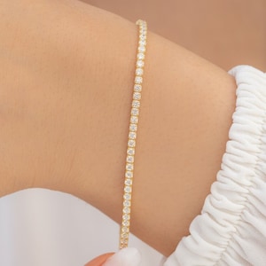 Tennis Armband, Gold Tennis Armband, Diamant Tennis Armband, Zierliches Armband, CZ Tennis Armband, Geschenk für sie, Minimalist Armband