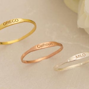 14k Solid Gold Thin Signet Ring , Custom Initial Ring , Name Ring , Personalized Signet Ring , 14k Gold Signet Ring , Gold Stacking Ring