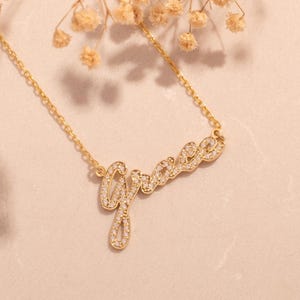 Diamond Name Necklace, Dainty Name Necklace , Personalized Jewelry, Pave Name Necklace , Custom Name Necklace , Gold Name Necklace