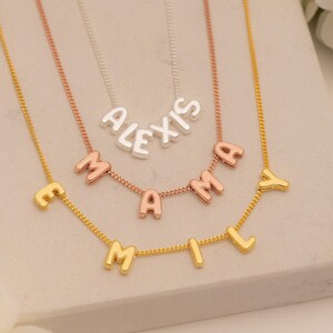 Bubble Name Necklace, 3D Letter Necklace, Personalized Jewelry, Initial Necklace, Christmas Gift, Gold Letter Necklace, Christmas Gift,