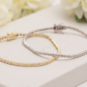 Tennisarmband, Gold-Tennis-Armband, Diamant-Tennis-Armband, zierliches Armband, CZ-Tennis-Armband, minimalistisches Armband, Muttertagsgeschenk
