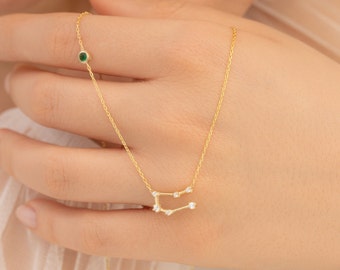 Constellation Necklace, Zodiac Necklace with Birthstone, Scorpio, Libra, Sagittarius Necklace, Gift for Mother, Wife, Mothers Day Gift