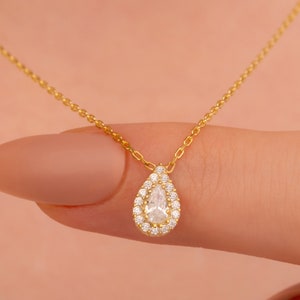 Diamond Necklace , April Birthstone Necklace , Tear Drop Necklace , Mothers Day Gifts , Teardrop Necklace , Birthstone Necklace