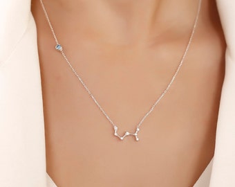 Constellation Necklace, Zodiac Necklace with Birthstone, Libra, Scorpio, Sagittarius Necklace, Birth Stone Gift, Mothers Day Gift, Mom