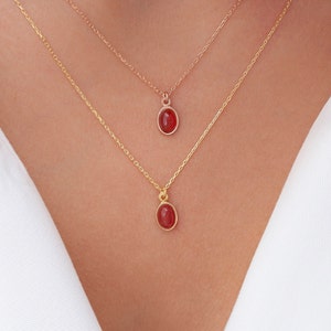 14k Solid Gold Carnelian Necklace, Gold Carnelian Necklace, Oval Carnelian Necklace, 14k Gold Natural Stone Necklace, Gift for Her, Gold