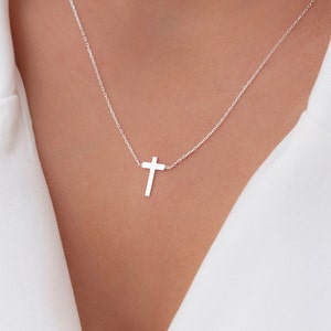 14k Solid Gold Cross Necklace, Gold Cross Necklace, Dainty Cross Necklace, Religious Necklace, Solid Gold Cross Jewelry, Small Cross image 1