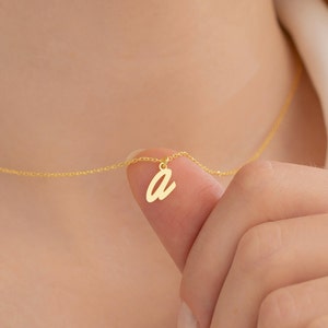 Lowercase initial Necklace, 14K Gold Tiny Letter Necklace, Initial Letter Necklace, 14k Gold Necklace, Gift  for her, Mothers Day Gift