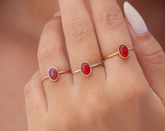 14k Solid Gold Carnelian Ring, Sterling Silver 925 Carnelian Ring, Carnelian Ring, Silver Oval Ring, Christmas Gift, Tiny Carnelian Ring