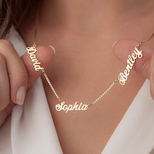 Personalized Name Necklace, Two Name Necklace, Double Name Necklace, Gold Name Necklace, Personalized Gift for Her, Dainty Name Necklace