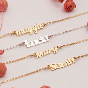 14k solid gold Name necklace, Personalized Gift, Gifts for Her, Christmas Gift, Mini Name Necklace, Tiny Name Necklace, Gold Name Necklace