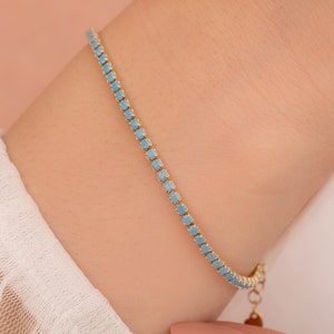 Turquoise Bracelet , Tennis Bracelet, Gold Tennis Bracelet, Turquoise Tennis Bracelet, Dainty Bracelet, Gift for Her, Minimalist Bracelet