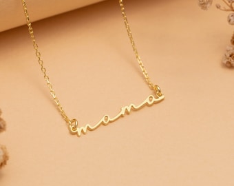 Mama Necklace, 14k Gold Mom Necklace, Mothers Day Gift, Mothers Day Jewelry, Push Present Necklace, New Mom Necklace, Gift for Her, Moms