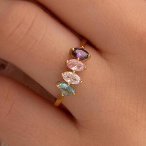 Birth Stone Ring , Family Ring , Grandmother Ring , Gift for Mother , Family Birthstone , Mothers Day Gift , Marquise Birthstone Ring