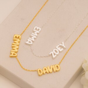 Collar con nombre de burbuja, joyería personalizada, collar con letras 3D, collar con nombre familiar, regalo de Navidad, idea de regalo familiar, regalo para Navidad