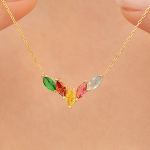 Collar con piedra de nacimiento, collar para el Día de la Madre, collar con piedra de nacimiento familiar, regalos para el Día de la Madre, regalo para mamá, collar para madres