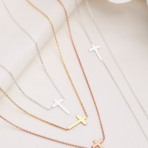 14k Solid Gold Cross Necklace, Gold Cross Necklace, Dainty Cross Necklace, Religious Necklace, Solid Gold Cross Jewelry, Small Cross image 7