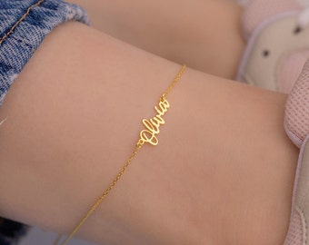 14k Solid Gold Name Anklet, Anklet with Name, Personalized Gifts, Personalized Anklet, Name Anklet, Mothers Day Gift, Gift for Women