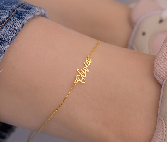 14k Solid Gold Name Anklet, Anklet with Name, Personalized Gifts, Personalized Anklet, Name Anklet, Mothers Day Gift, Gift for Women